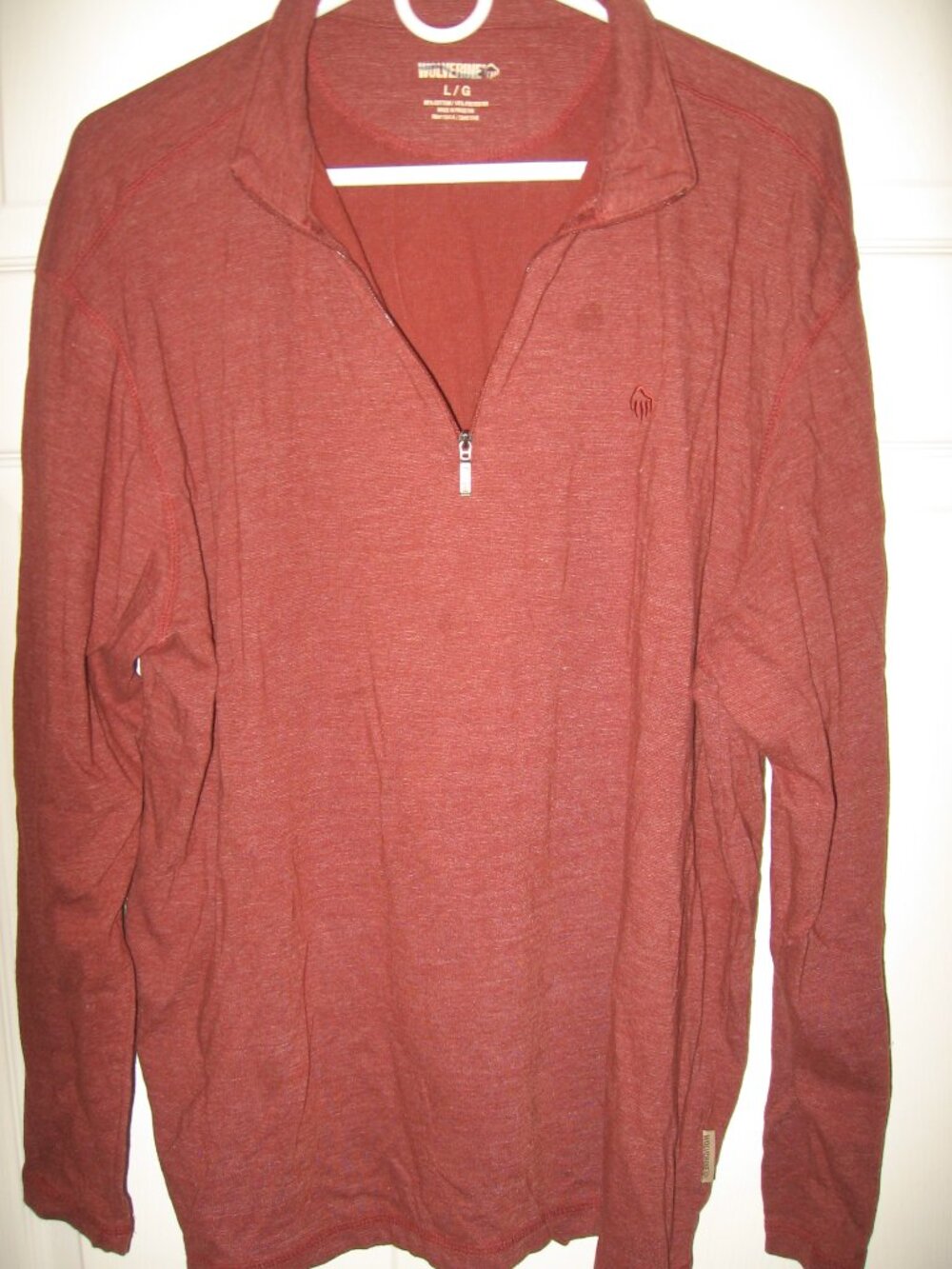 Wolverine 1/4 Zip Polo Sweater Men's Large Reddish Brown
